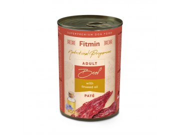 fnp dog tin beef with lindseed oil 400g h L