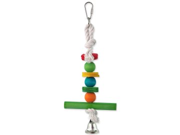 Hračka Bird Jewel závěsná dřevěná hrazda se zvonkem 30cm