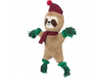 Xmas SLOTH - vánoční lenochod 30 cm, píská/šustí, plyš/lano