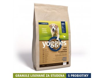 5kg Yoggies Kozí maso&zelenina, hypoalergenní granule lisované za studena s probiotiky  + Dáreček k objednávce