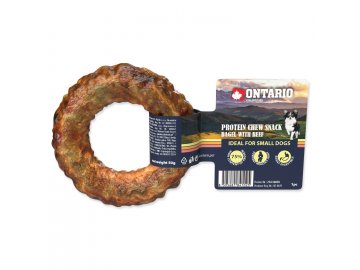 ONTARIO Protein žvýkací pamlsek bagel s hovězím 8,9cm