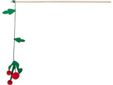 Xmas vánoční prut pro kočky 48 cm, se jmelím, chrastící, dřevo/polyester