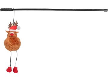 Xmas Reindeer Rod - vánoční hrací prut se sobem, 45 cm, plast/plyš