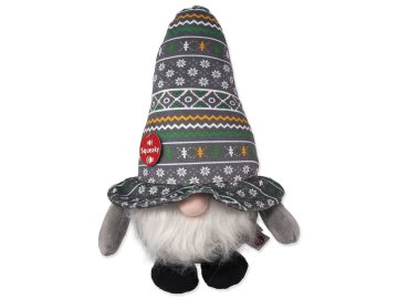 Hračka Dog Fantasy Winter Tale trpaslík pískací šedivý 30cm