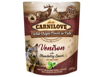 Kapsička Carnilove Dog zvěřina s jahodovými listy, paté 300g