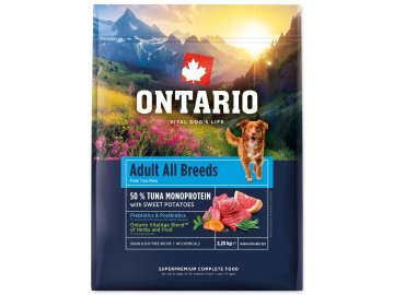 NOVÉ - Krmivo Ontario Adult All Breeds Monoprotein Tuna & Sweet Potatoes 2,25kg