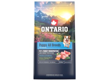 NOVÉ - Krmivo Ontario Puppy & Junior All Breeds Monoprotein Turkey & Sweet Potatoes 6,5kg
