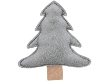 Vánoční stromek s catnipem, 10.5 cm, filc, šedá