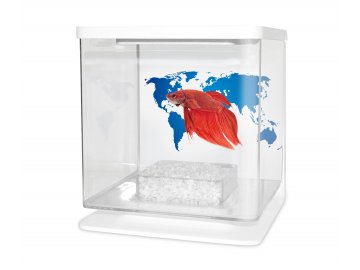 Akvárium betta 2l bílá + Krmení Ocean Nutrition pro bojovnici pestrou