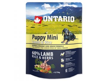 ONTARIO Puppy Mini Lamb & Rice 0,75 kg granule pro psy