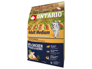 ONTARIO Dog Adult Medium Chicken & Potatoes & Herbs 2,25 kg granule pro psy 
