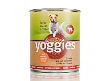 Yoggies hovězí konzerva pro psy s karotkou a lněným olejem 800 g konzerva pro psa Yoggies Konzerva Hovezi 800g