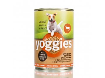 Yoggies zvěřinová konzerva pro psy s dýní a pupálkovým olejem 400g Yoggies Konzerva zverina 400g