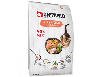 ONTARIO Cat Sterilised Salmon 6,5 kg granule pro kočky