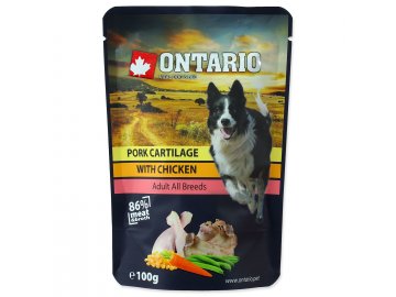 Kapsička ONTARIO Dog Pork Cartilage with Chicken in Broth 100 g habeo.cz