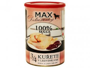 Konzerva Max Deluxe 3/4 kuřete s ledvinkami 1 200 g