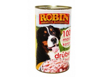 ROBIN Drůbeží 1200 g 1 ks konzerva velká plná masa drůbež pro psa pro psy konzervy levně kvalitní habeo.cz