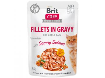 Kapsička BRIT Care Cat Fillets in Gravy with Savory Salmon 85 g habeo.cz