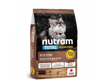 t22 nutram total grain free turkey chicken duck cat bezobilne krmivo kruta kure a kachna pro kocky a kotata