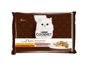 7613037552102 gourmet a la carte kure s testovinou hovezi a pstruh se zeleninou tmava treska 4x85g