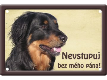 Výstražná cedule: Hovawart II habeo.cz pozor pes tabulka plechová