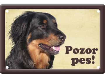Výstražná cedule: Hovawart I habeo.cz tabule plechová pozor pes na plot
