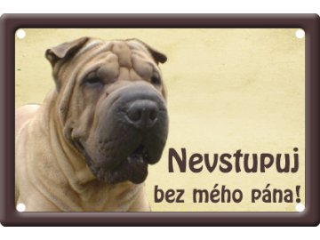 Výstražná cedule: Šarpej II habeo.cz tabulka plechová pozor pes