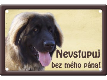 Výstražná cedulka: Leonberger II plechová tabulka na plot smaltovaná pozor pes habeo.cz