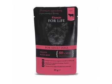 ffl dog pouch adult beef in gravy 85g h L