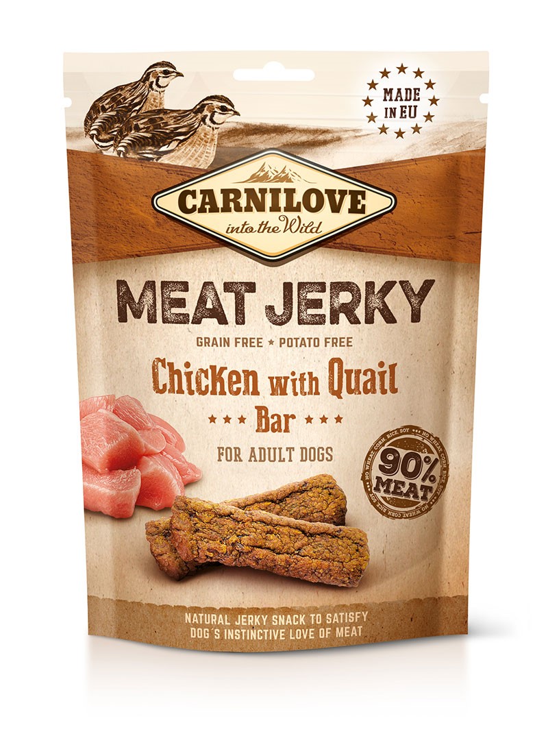 Levně CARNILOVE Jerky Snack Chicken with Quail Bar 100g