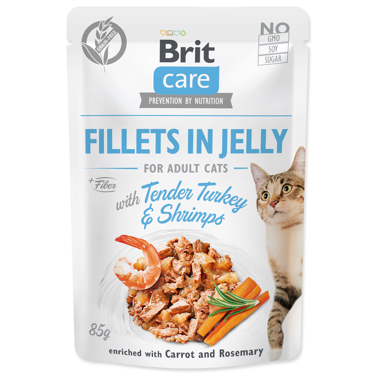 Levně Kapsička BRIT Care Cat Pouch Tender Turkey & Shrimps in Jelly 85g