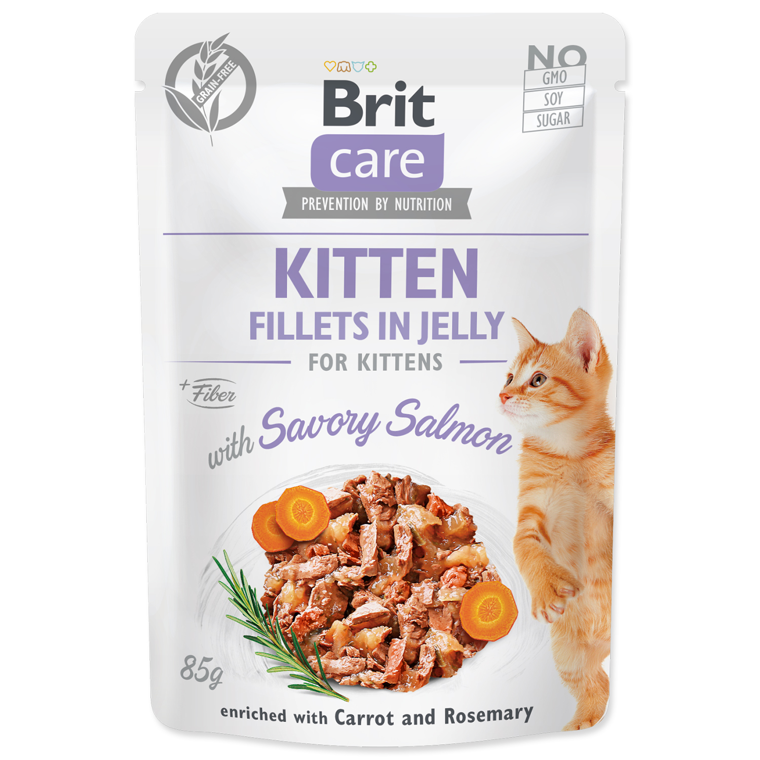 Levně Kapsička BRIT Care Cat Pouch KITTEN - Savory Salmon in Jelly 85g