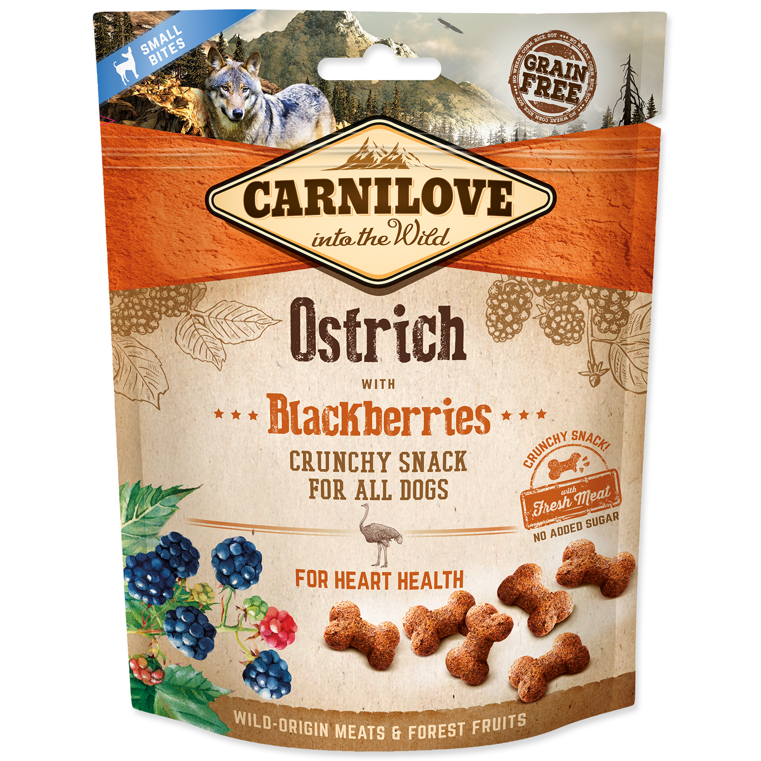 Levně CARNILOVE Dog Crunchy Snack Ostrich with Blackberries with fresh meat 200g