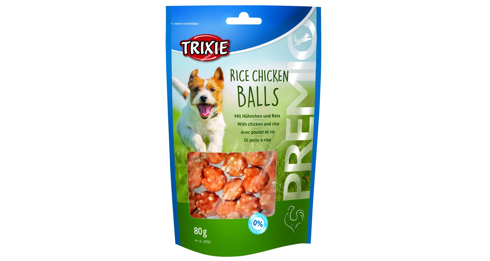 Levně PREMIO Rice Chicken Balls, kuličky s kuřecím a rýží, 80g