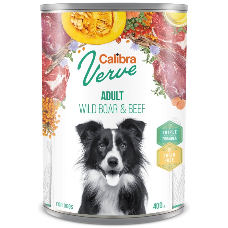 Levně Calibra Dog Verve konzerva GF Adult Wild Boar & Beef 400 g