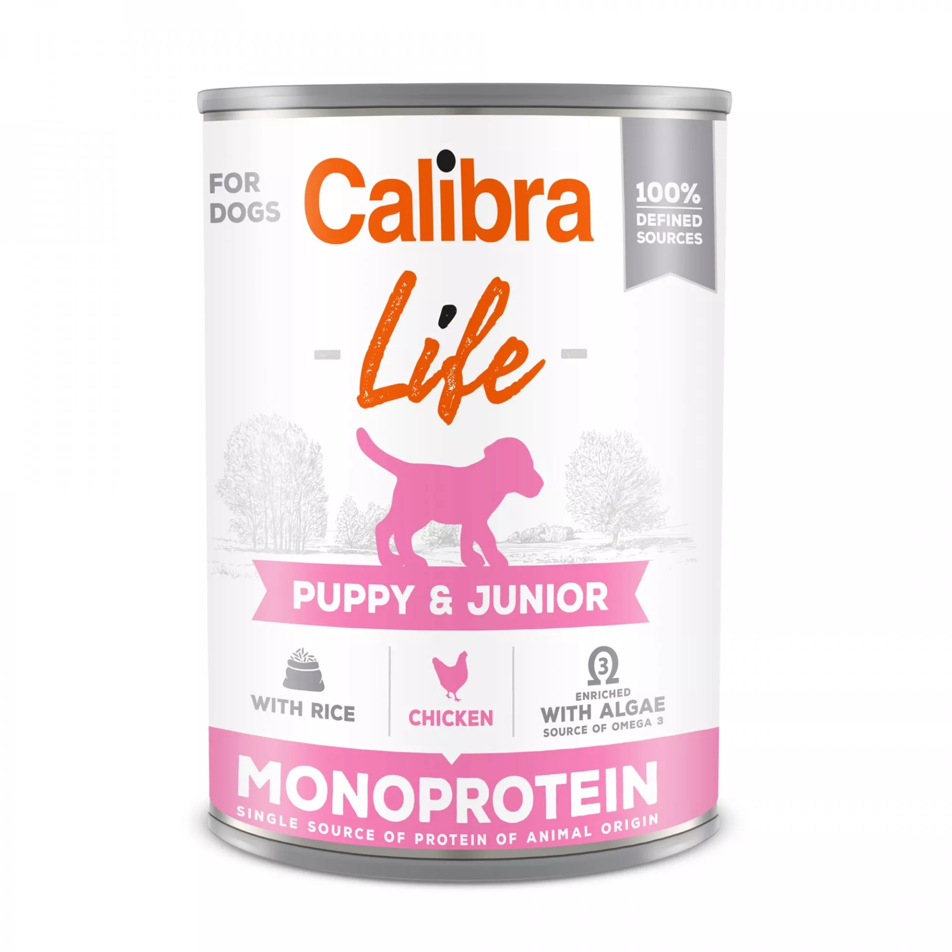 Levně Calibra Dog Life konzerva Puppy & Junior Chicken with Rice 400 g