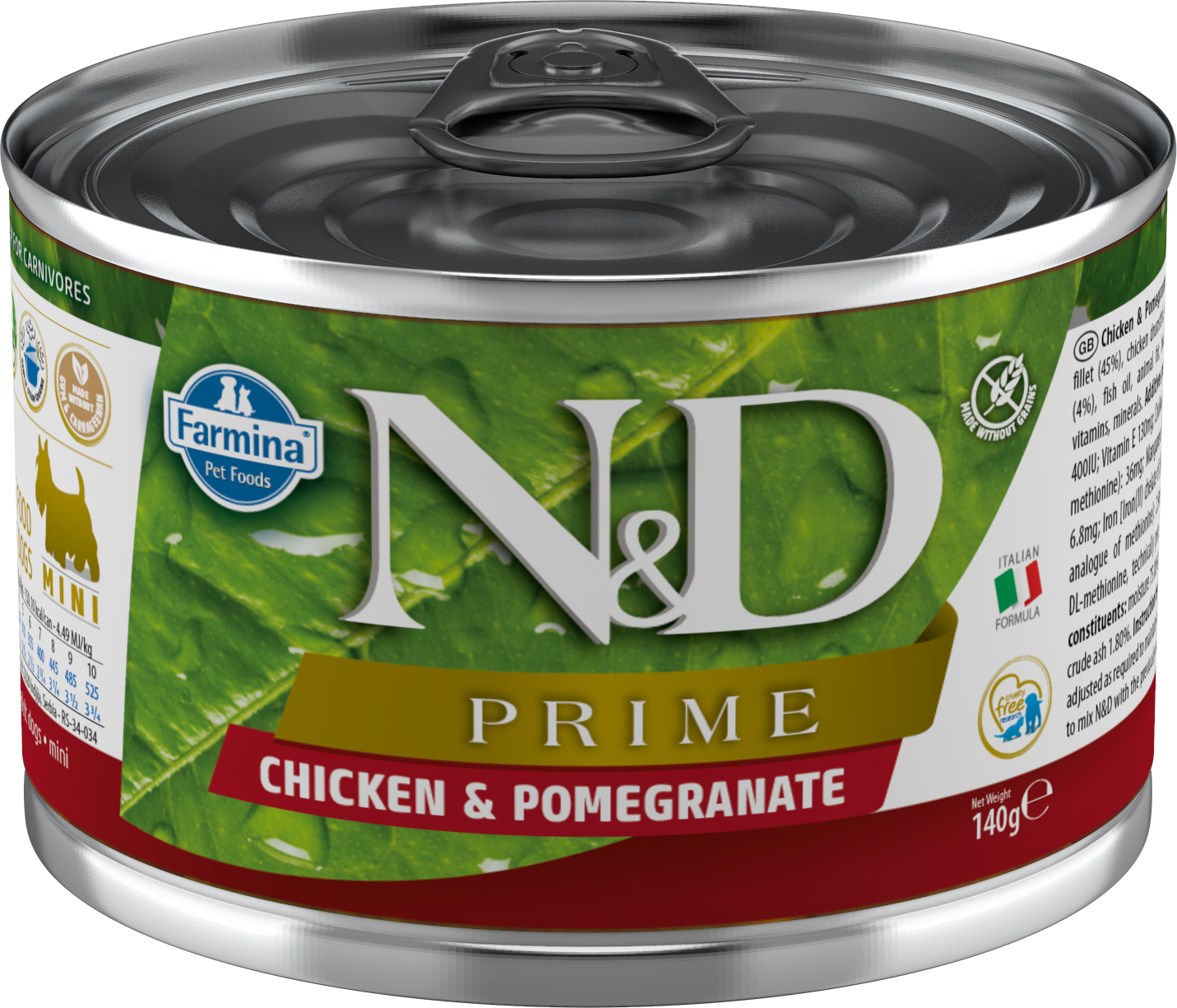 Levně Konzerva N&D DOG PRIME Adult Chicken & Pomegranate Mini 140g