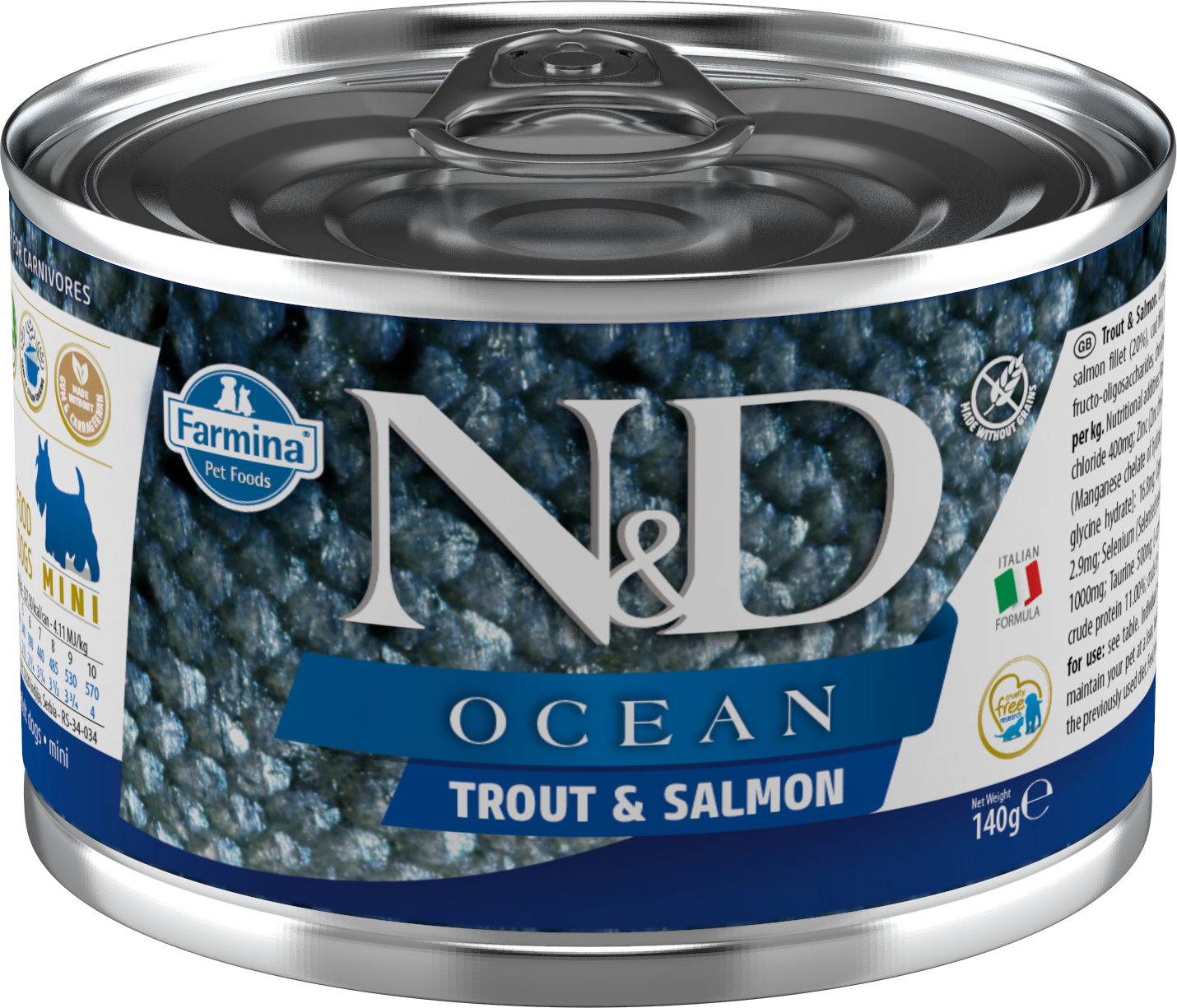 Levně Konzerva N&D DOG OCEAN Adult Trout & Salmon Mini 140g