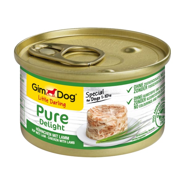 Levně Konzerva Gimdog Pure delight kuře s jehněčím 85g