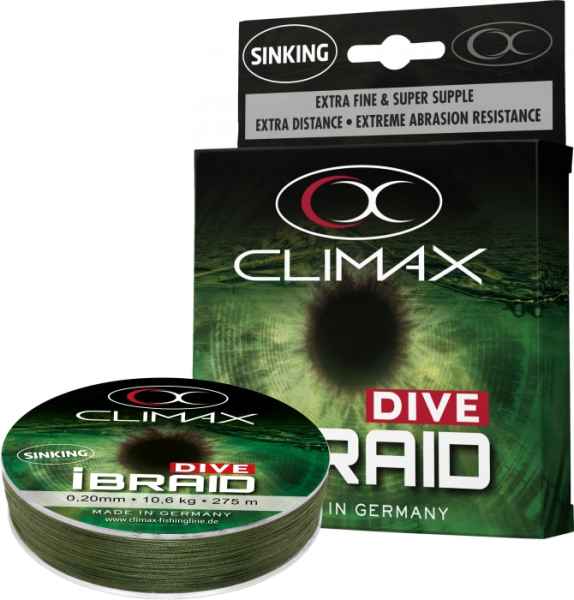 Levně Potápivá šňůra Climax iBraid DIVE olivová 135m Variant: Průměr: 0,10mm Nosnost: 4,1 kg