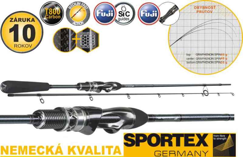 Levně Přívlačový prut Sportex Graphenon Spin 2-díl Variant: 210cm/ 10g (3-17g)