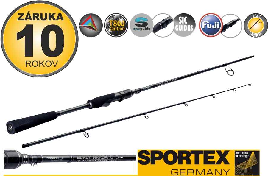 Levně Přívlačové pruty SPORTEX Black Arrow G-3 spin 2-díl Variant: 240cm / 10g