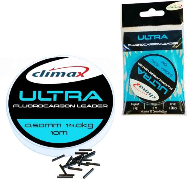 Levně Climax Ultra Fluorocarbon leader 10m + 20ks crimps Variant: Průměr: 0,30mm, nosnost 5kg