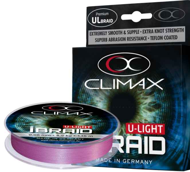 Levně Pletená šňůra Climax iBraid U-Light fluo-fialová 135m Variant: Průměr: 0,04mm / 3kg