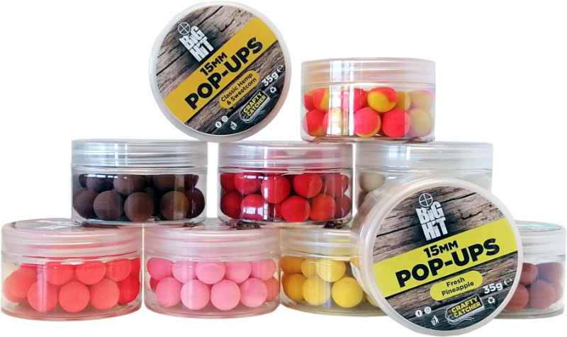 Levně Boilies pop up Crafty Catcher Big Hit 15mm / 35g Variant: Raspberry & Black Pepper/Malina & Čierne korenie