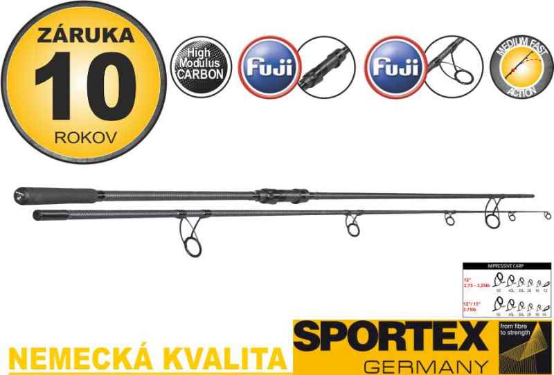 Levně Kaprové pruty Sportex Impressive Carp 2-díl Variant: 366cm / 3,25lbs
