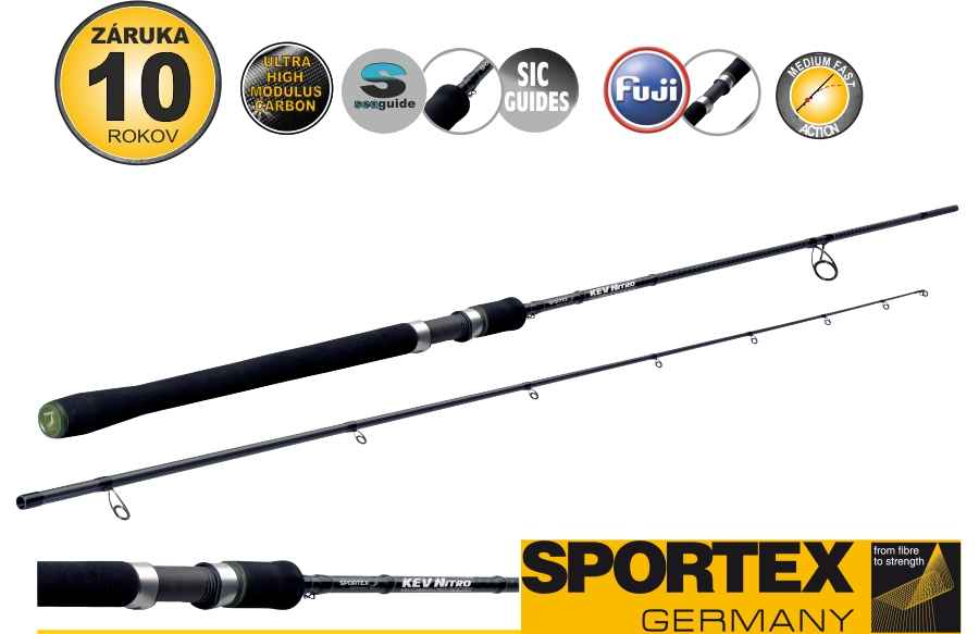 Levně Přívlačové pruty SPORTEX Kev Nitro 2-díl Variant: 240cm / 40g