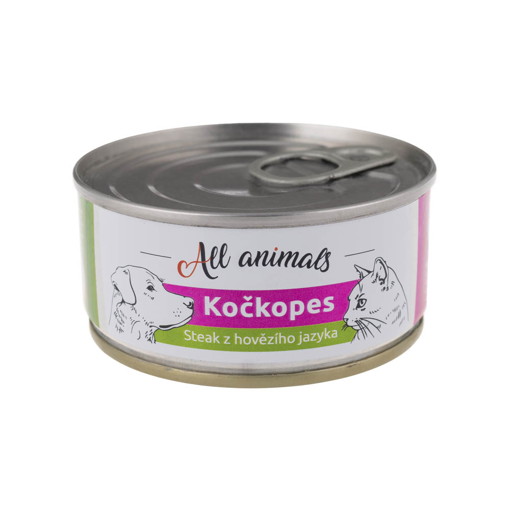 Levně All Animals konzerva kočkopes steak z hovězího jazyka 100g