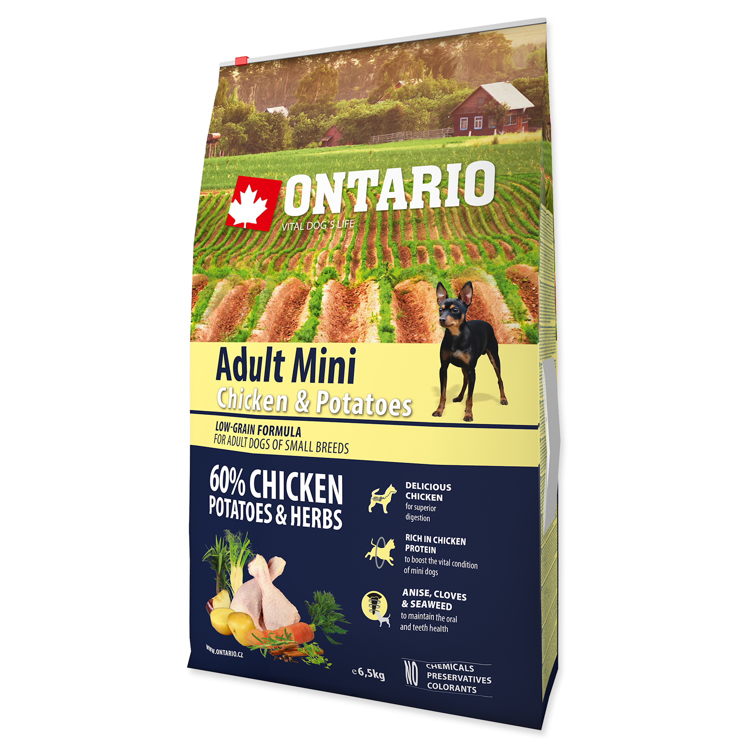 Levně Ontario Adult Mini Chicken & Potatoes & Herbs Velikost balení: 6,5kg