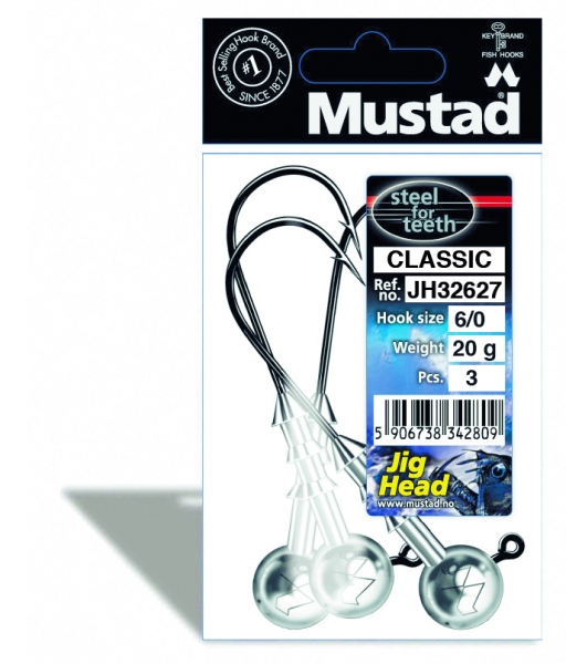 Levně JH32627-1/0-5g, Jighead, 5ks, Mustad Variant: vel. 12/0, 20g, barva black nickel, 3ks